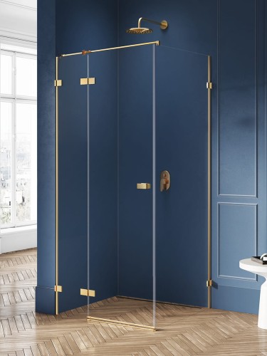 New Trendy Kabina Avexa Gold Brushed 1D Prostokątna L 100X80X200 Czyste 6mm Active Shield 2 0  EXK-1754