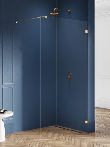 New Trendy Kabina Avexa Gold Brushed Walk-In U 100X200 Czyste 8mm Active Shield 2 0  EXK-7015