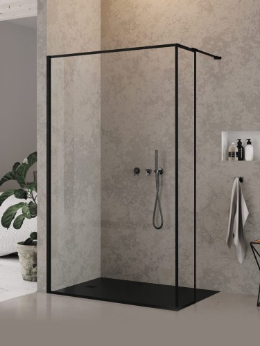 New Trendy Kabina New Modus Black Ścianka U 130X200 Czyste 8mm Active Shield 2 0 Wzór Ramka EXK-5586
