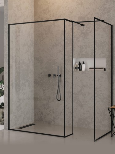 New Trendy Kabina New Modus Black Walk-In U 100X200 Czyste 8mm Active Shield 2 0 Wzór Ramka EXK-5625