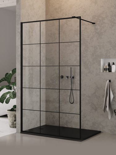 New Trendy Kabina New Modus Black Ścianka U 90X200 Czyste 8mm Active Shield 2 0 Wzór Kratka EXK-5547