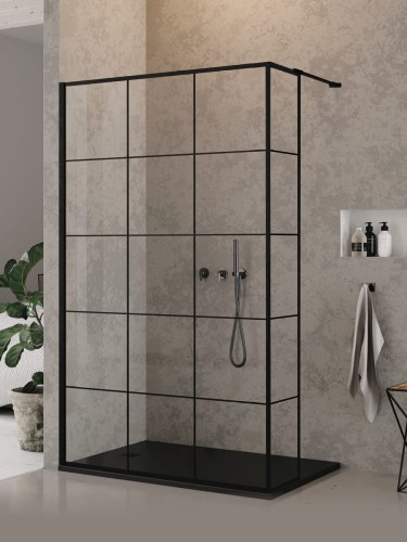 New Trendy Kabina New Modus Black Ścianka U 120X200 Czyste 8mm Active Shield 2 0 Wzór Kratka EXK-5577