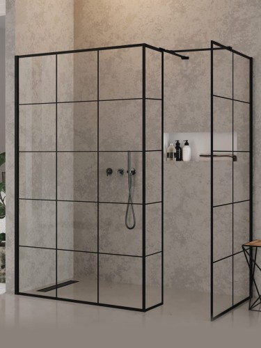 New Trendy Kabina New Modus Black Ścianka U 30X200 Czyste 8mm Active Shield 2 0 Wzór Kratka EXK-5580
