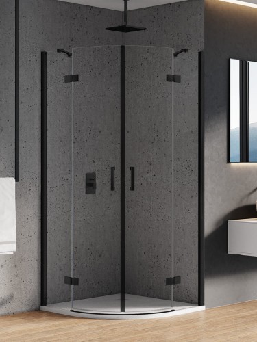 New Trendy Nz2 Kabina New Merana Black 2D Półokrągła  80X80X195 Czyste 6mm Active Shield 2 0  K-0535