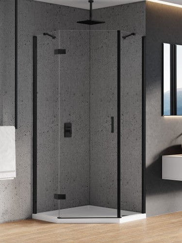 New Trendy Kabina New Azura Black 1D Pięciokątna L 90X90X195 Czyste 6mm Active Shield 2 0  K-0667