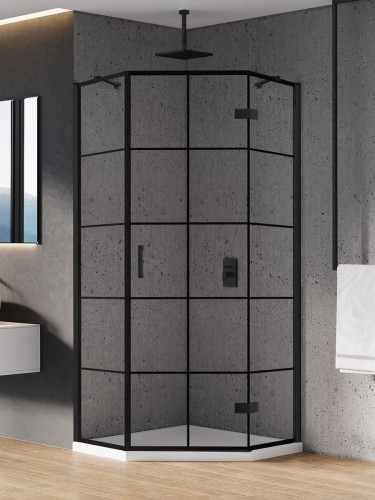 New Trendy Kabina New Azura Black 1D Pięciokątna P 90X90X195 Czyste 6mm Active Shield 2 0 Wzór Kratka K-0678