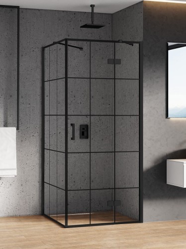New Trendy Kabina New Renoma Black 1D Kwadratowa P 90X90X195 Czyste 6mm Active Shield 2 0 Wzór Kratka D-0274A D-0119B