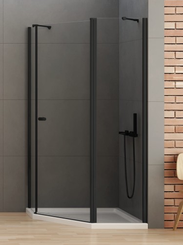 New Trendy Nz2 Kabina New Soleo Black 1D Pięciokątna Asymetryczna U 100X80X195 Czyste 6mm Active Shield 2 0 Kolumna Na Kr  Ściance K-0615