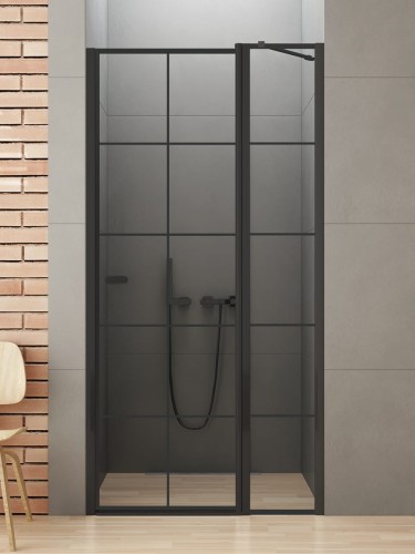 New Trendy Drzwi Wnękowe New Soleo Black 1D P 90X195 Czyste 6mm Active Shield 2 0 Wzór Kratka Wsp  Równoległy D-0293A-WK