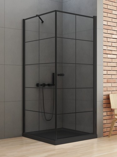 New Trendy Kabina New Soleo Black 1D Kwadratowa P 90X90X195 Czyste 6mm Active Shield 2 0 Wzór Kratka D-0285A D-0121B