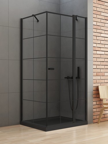 New Trendy Kabina New Soleo Black 1D Kwadratowa P 90X90X195 Czyste 6mm Active Shield 2 0 Wzór Kratka K-0581