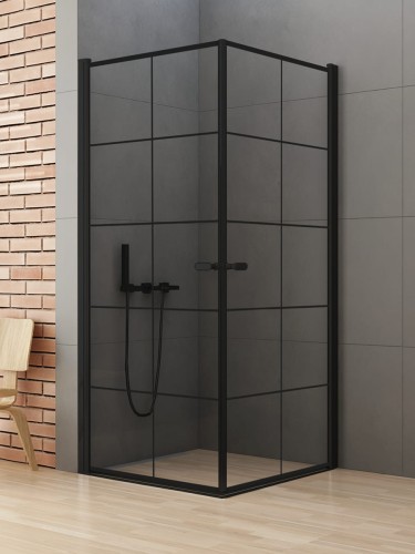 New Trendy Kabina New Soleo Black 2D Kwadratowa U 90X90X195 Czyste 6mm Active Shield 2 0 Wzór Kratka D-0285A D-0285A