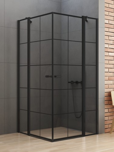 New Trendy Kabina New Soleo Black 2D Kwadratowa  90X90X195 Czyste 6mm Active Shield 2 0 Wzór Kratka K-0580