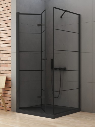 New Trendy Kabina New Soleo Black 1D Kwadratowa L 90X90X195 Czyste 6mm Active Shield 2 0 Wzór Kratka D-0289A D-0120B