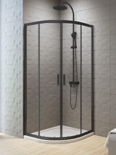 New Trendy Kabina New Varia Black 2D Półokrągła U 90X90X190 Grafit 6mm Active Shield  K-0452