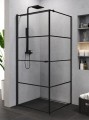 New Trendy Kabina Superia Black 1D Kwadratowa L 90X90X195 Czyste 6mm Active Shield Wzór Pasy K-0596