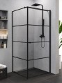New Trendy Kabina Superia Black 1D Kwadratowa P 90X90X195 Czyste 6mm Active Shield Wzór Pasy K-0604