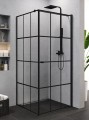 New Trendy Kabina Superia Black 1D Kwadratowa P 90X90X195 Czyste 6mm Active Shield Wzór Kratka K-0605