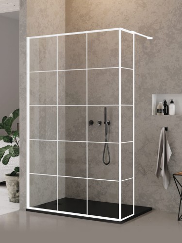 New Trendy Nz6 Kabina New Modus White Walk-In U 80X200 Czyste 8mm Active Shield 2 0 Wzór Kratka EXK-2239