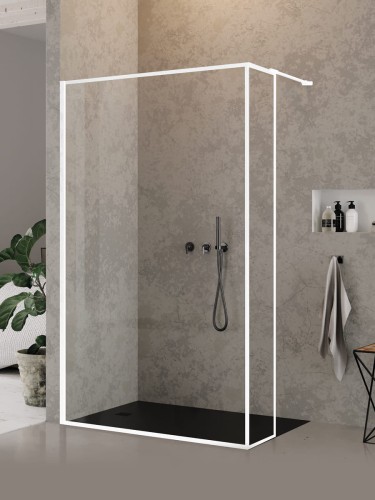 New Trendy Nz6 Kabina New Modus White Walk-In U 140X200 Czyste 8mm Active Shield 2 0 Wzór Ramka EXK-2253