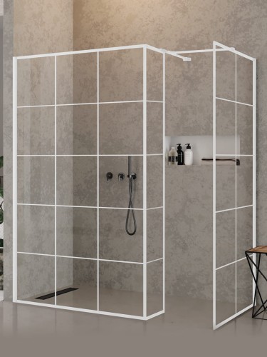 New Trendy Nz6 Kabina New Modus White Walk-In U 80X200 Czyste 8mm Active Shield 2 0 Wzór Kratka EXK-2280