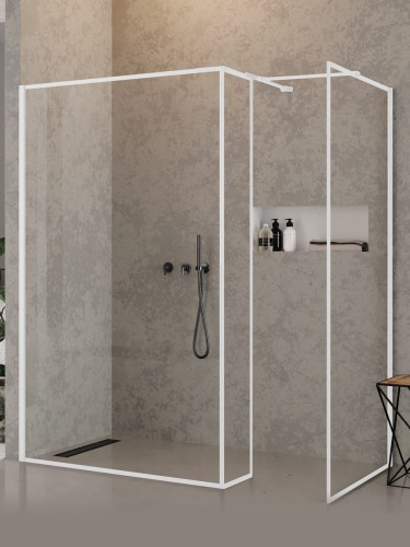 New Trendy Nz6 Kabina New Modus White Walk-In U 90X200 Czyste 8mm Active Shield 2 0 Wzór Ramka EXK-2284