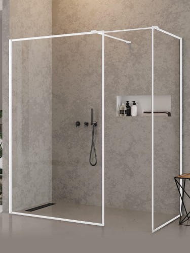 New Trendy Nz6 Kabina New Modus White Walk-In U 150X90X200 Czyste 8mm Active Shield 2 0 Wzór Ramka EXK-2325