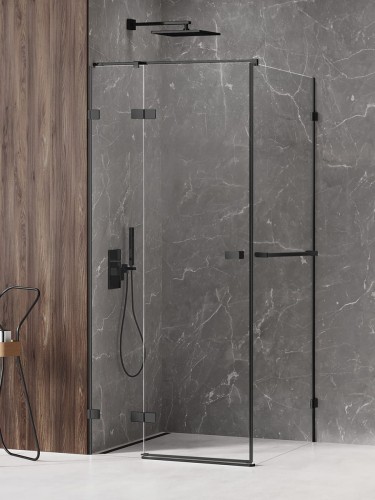 New Trendy Nz4 Kabina Avexa Black 1D Prostokątna L 100X90X200 Czyste 6mm Active Shield 2 0 Wieszak EXK-2549