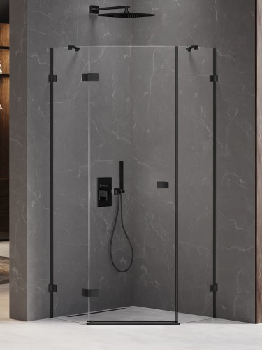 New Trendy Kabina Avexa Black 1D Pięciokątna L 80X80X200 Czyste 6mm Active Shield 2 0  EXK-3873