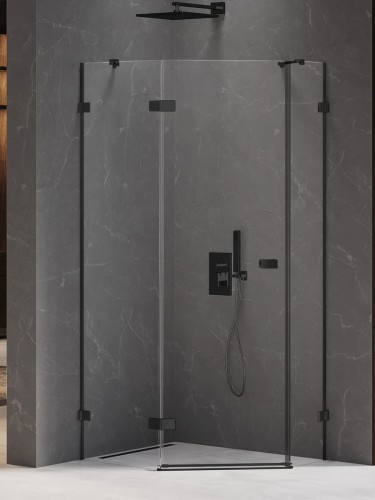 New Trendy Kabina Avexa Black 1D Pięciokątna Asymetryczna L 100X80X200 Czyste 6mm Active Shield 2 0 Drzwi Prawe EXK-3880