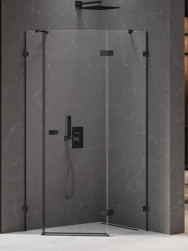 New Trendy Kabina Avexa Black 1D Pięciokątna Asymetryczna P 100X80X200 Czyste 6mm Active Shield 2 0 Drzwi Prawe EXK-3883