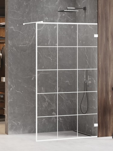 New Trendy Nz6 Kabina Avexa White Walk-In U 140X200 Czyste 6mm Active Shield 2 0 Wzór Kratka EXK-2989