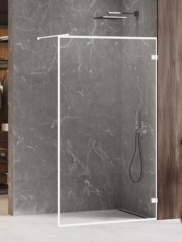 New Trendy Nz6 Kabina Avexa White Walk-In U 80X200 Czyste 8mm Active Shield 2 0 Wzór Ramka EXK-3003