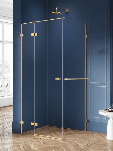 New Trendy Nz4 Kabina Avexa Gold Brushed 1D Prostokątna L 100X100X200 Czyste 6mm Active Shield 2 0 Wieszak EXK-3025