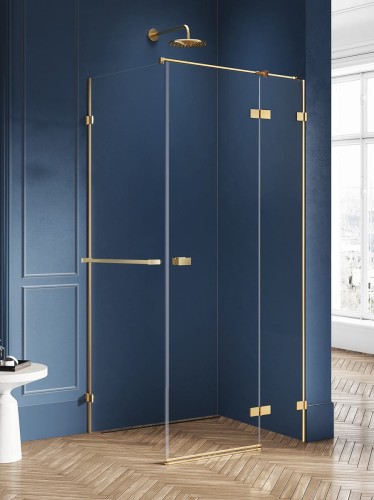 New Trendy Nz4 Kabina Avexa Gold Brushed 1D Prostokątna P 80X90X200 Czyste 6mm Active Shield 2 0 Wieszak EXK-3042