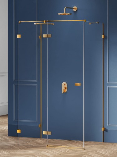 New Trendy Kabina Avexa Gold Brushed 1D Prostokątna Przyścienna L 120X80X200 Czyste 6mm Active Shield 2 0  EXK-3095