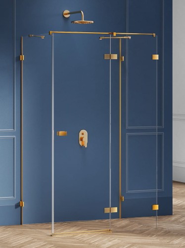 New Trendy Kabina Avexa Gold Brushed 1D Prostokątna Przyścienna P 100X120X200 Czyste 6mm Active Shield 2 0  EXK-3117
