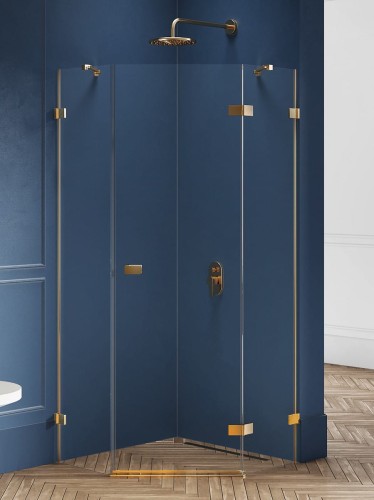 New Trendy Kabina Avexa Gold Brushed 1D Pięciokątna P 80X80X200 Czyste 6mm Active Shield 2 0  EXK-3852