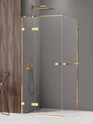 New Trendy Nz4 Kabina Avexa Gold Shine 1D Prostokątna L 90X70X200 Czyste 6mm Active Shield 2 0 Wieszak EXK-3168