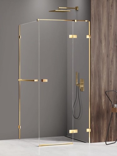 New Trendy Nz4 Kabina Avexa Gold Shine 1D Prostokątna P 120X80X200 Czyste 6mm Active Shield 2 0 Wieszak EXK-3217