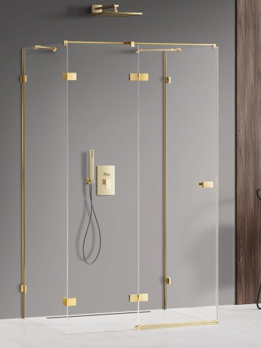 New Trendy Kabina Avexa Gold Shine 1D Prostokątna Przyścienna L 90X100X200 Czyste 6mm Active Shield 2 0  EXK-2103