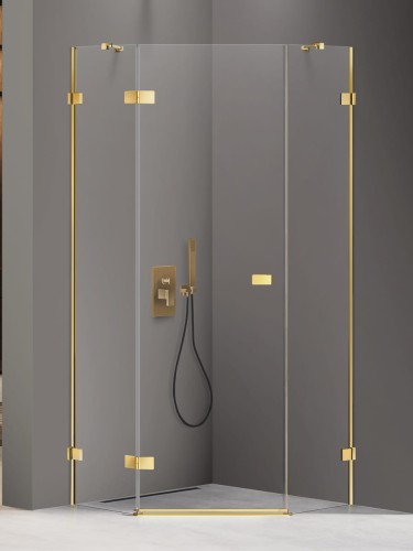 New Trendy Kabina Avexa Gold Shine 1D Pięciokątna L 80X80X200 Czyste 6mm Active Shield 2 0  EXK-3840