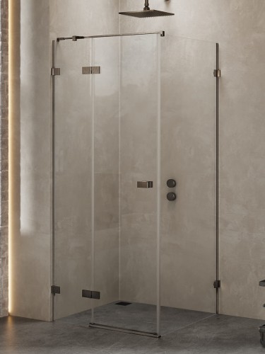 New Trendy Kabina Avexa Gunmetal Brushed 1D Prostokątna L 100X110X200 Czyste 6mm Active Shield 2 0  EXK-3334