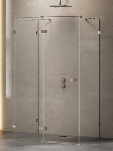 New Trendy Kabina Avexa Gunmetal Brushed 1D Kwadratowa Przyścienna L 120X120X200 Czyste 6mm Active Shield 2 0  EXK-3432