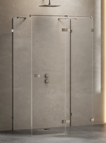 New Trendy Kabina Avexa Gunmetal Brushed 1D Kwadratowa Przyścienna P 100X100X200 Czyste 6mm Active Shield 2 0  EXK-3448