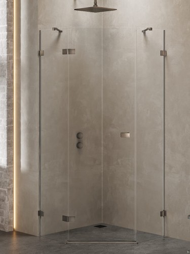 New Trendy Kabina Avexa Gunmetal Brushed 1D Pięciokątna L 80X80X200 Czyste 6mm Active Shield 2 0  EXK-3829