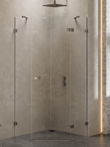 New Trendy Kabina Avexa Gunmetal Brushed 1D Pięciokątna P 80X80X200 Czyste 6mm Active Shield 2 0  EXK-3830