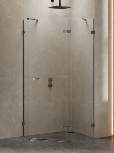 New Trendy Kabina Avexa Gunmetal Brushed 1D Pięciokątna Asymetryczna P 100X80X200 Czyste 6mm Active Shield 2 0 Drzwi Prawe EXK-3839