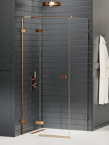 New Trendy Kabina Avexa Copper Brushed 1D Prostokątna L 110X70X200 Czyste 6mm Active Shield 2 0  EXK-3563