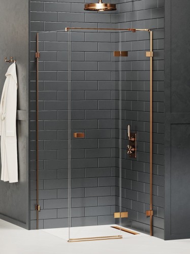 New Trendy Kabina Avexa Copper Brushed 1D Prostokątna P 100X110X200 Czyste 6mm Active Shield 2 0  EXK-3591